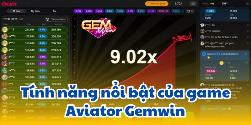aviator gemwin 3 Tính năng nổi bật của game Aviator Gemwin
